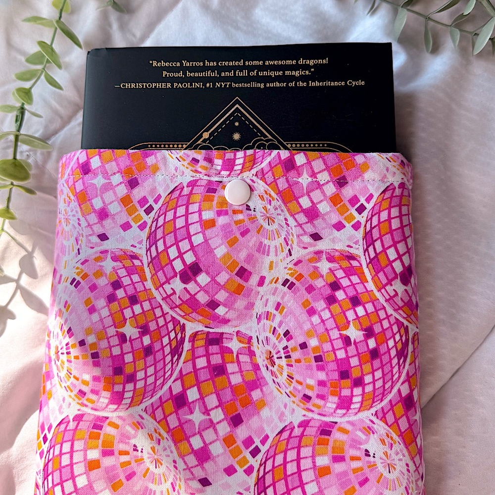 HANDMADE ⋆ Book Sleeve ⋆ Pink and Orange Disco Ball Patterned